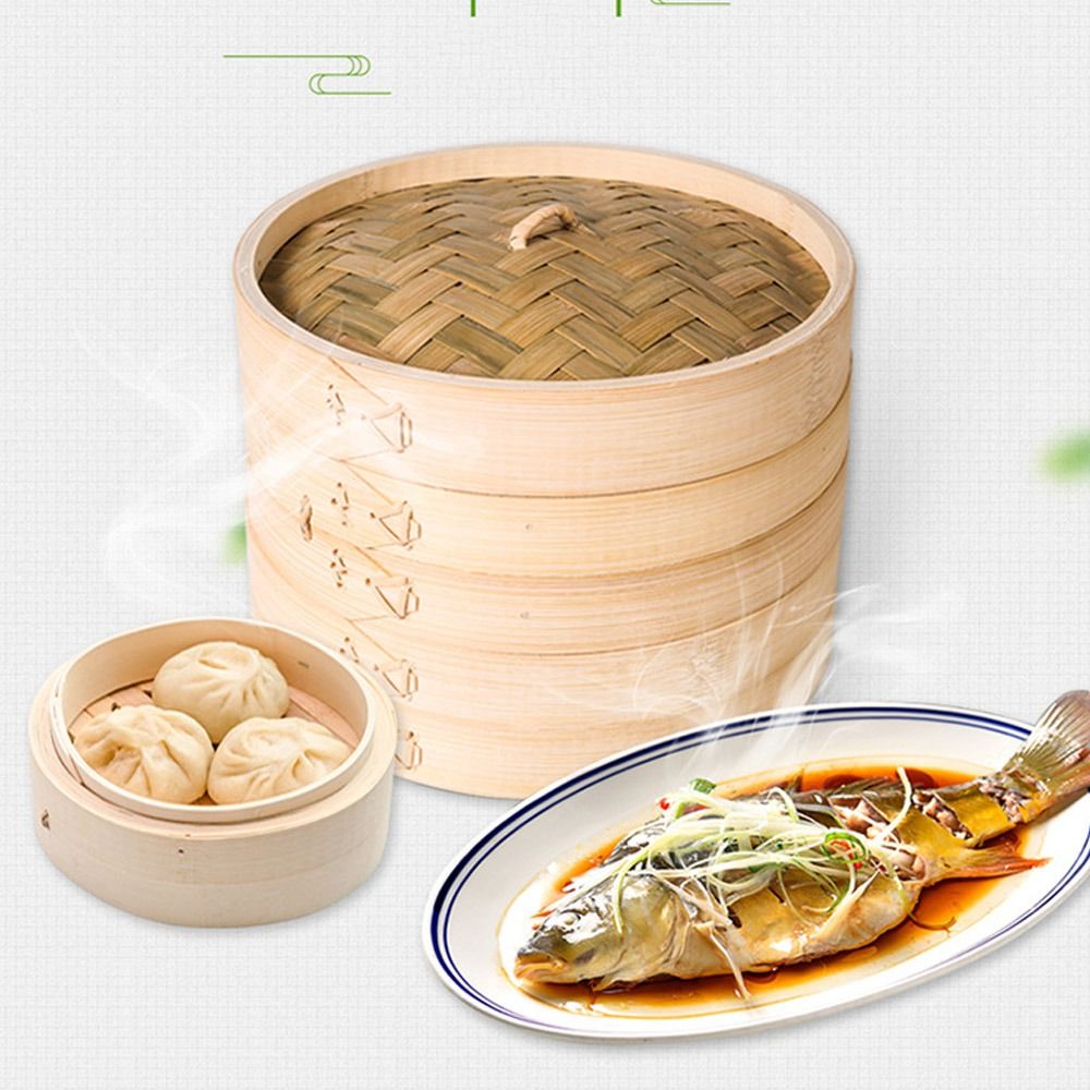 Bamboo Steamer Basket with Lid - đánh giá và giá Bao Steamer Bamboo